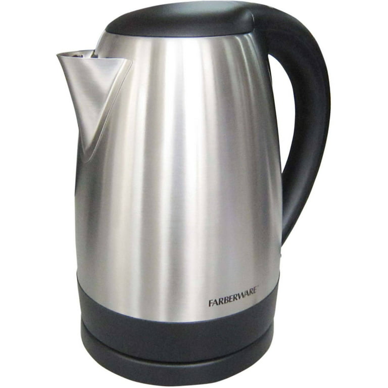 Farberware Stainless Steel 1.7 Liter Electric Tea Kettle, Silver
