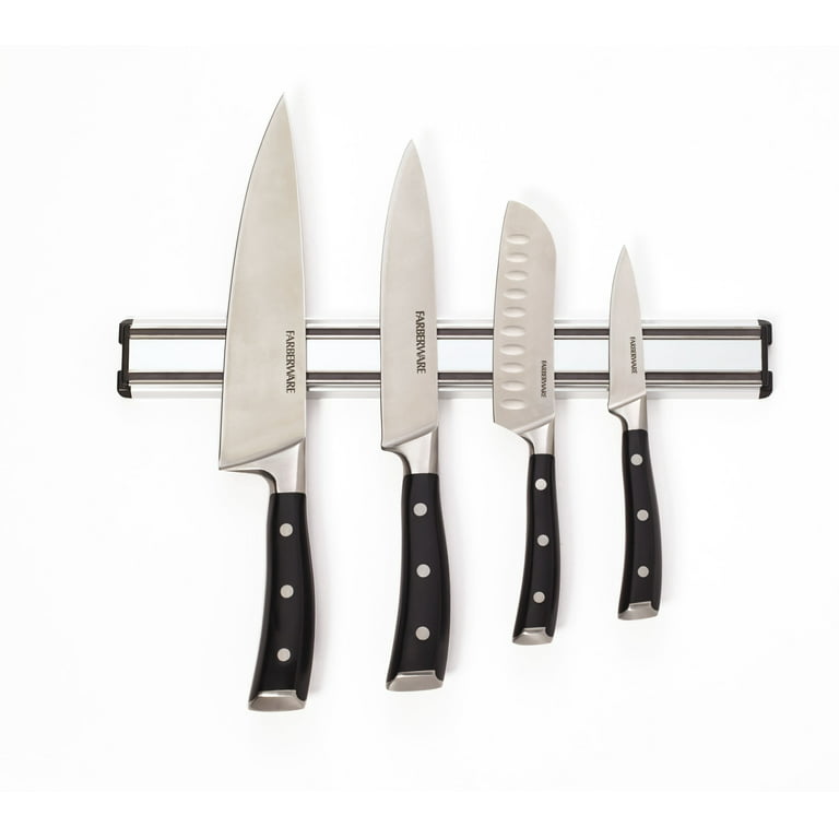 Farberware Stainless Steel 14.4-inch Mountable Magnetic Knife Strip in Black,  Hardware Included 