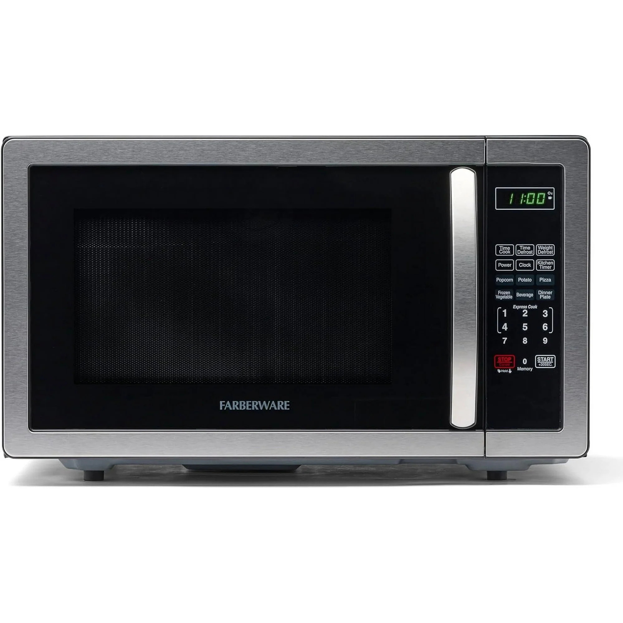 Farberware Stainless Steel Countertop Microwave Oven with Child Lock, 1.1 Cu Ft - image 1 of 7