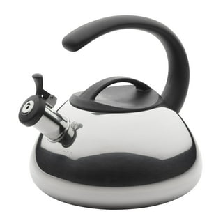  Farberware Luna Water Kettle, Whistling Tea Pot, Works For All  Stovetops, Porcelain Enamel on Carbon Steel, BPA-Free, Rust-Proof, Stay  Cool Handle, 2.5qt (10 Cups) Capacity (Black): Home & Kitchen