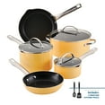 thumbnail interactive-video image 1 of Farberware Style 10 Pcs Nonstick Cookware Set with Cooking Tools, Dishwasher Safe and Oven Safe to 500°F, Yellow, 1 of 18