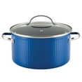 thumbnail image 1 of Farberware Style 6 Quart Nonstick Stockpot with Tempered Glass Lid, Dishwasher Safe and Oven Safe to 500°F, Blue, 1 of 8