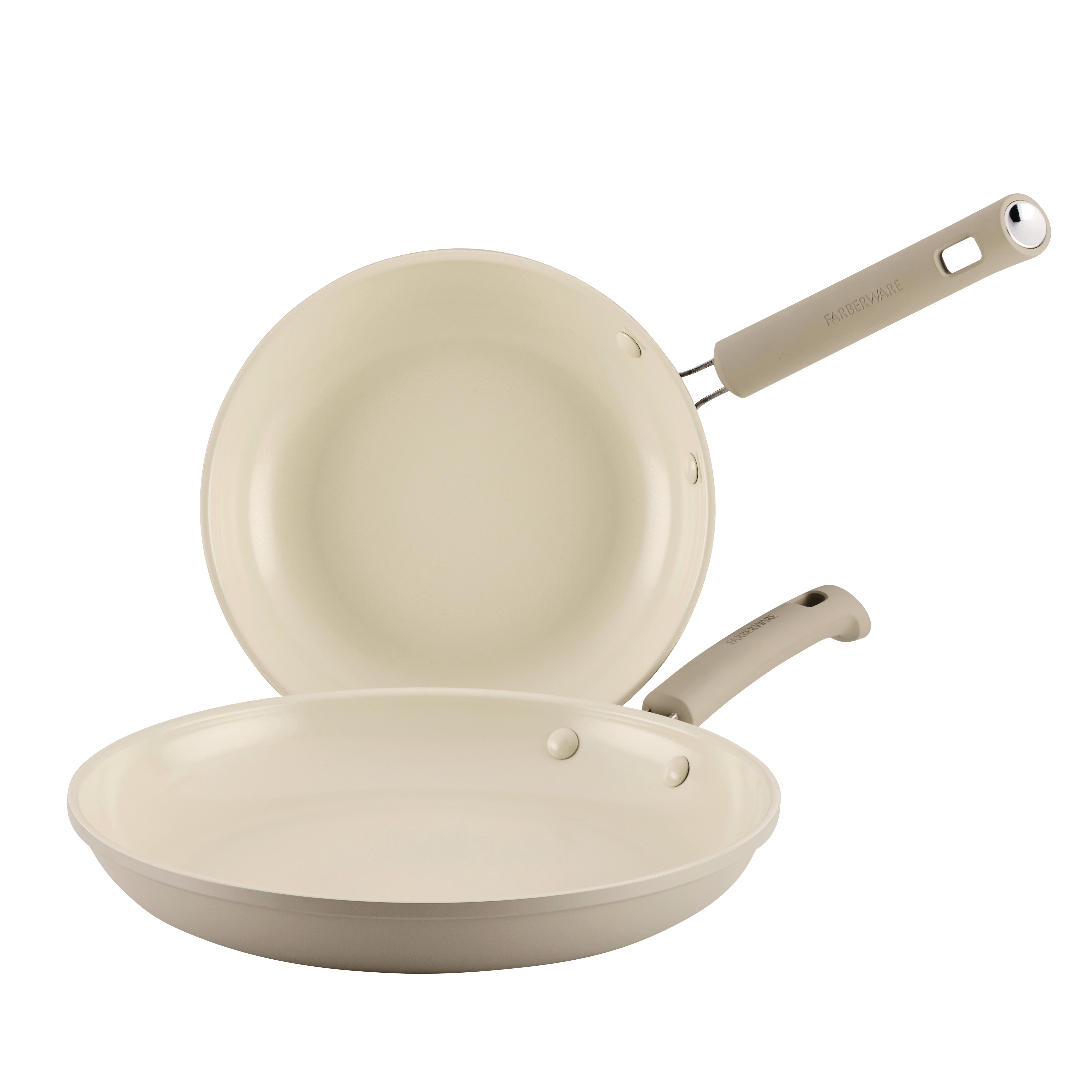 Farberware TrueCook Ceramic Plus Induction Frying Pan Set, 10 and 12.25-Inch, Taupe