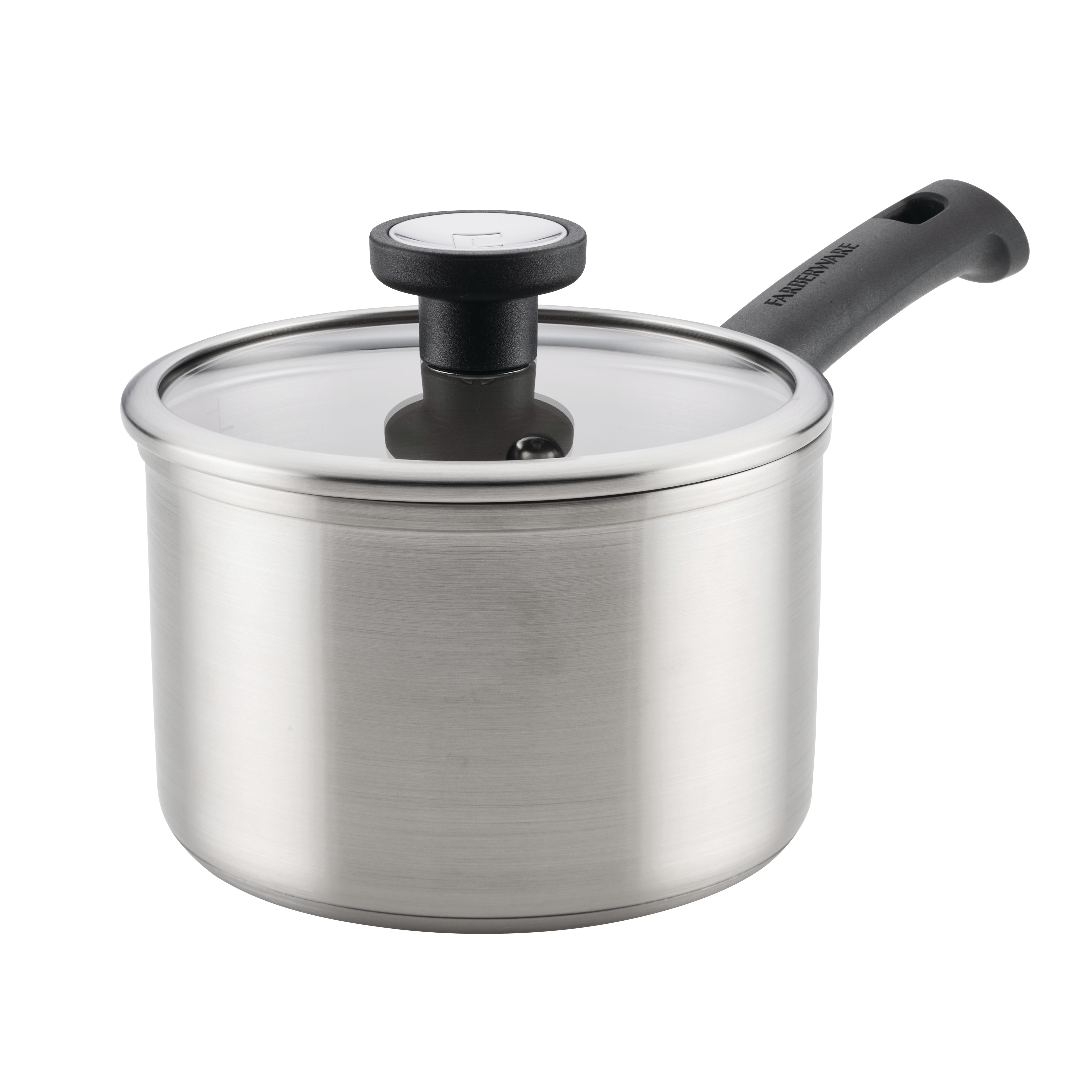 Farberware TrueCook Stainless Steel Induction Saucepan with Lid, 2-Quart, Silver