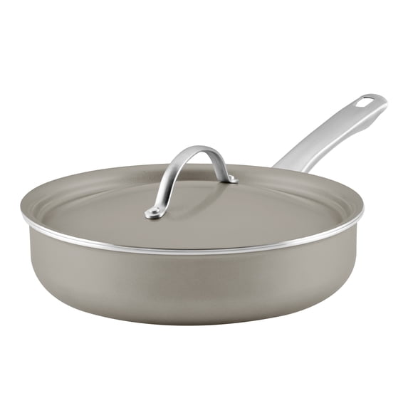 Farberware Vibrance 2.75 Quart Ceramic Nonstick Saute Pan with Lid, Dishwasher Safe and Oven Safe to 500°F, Silver