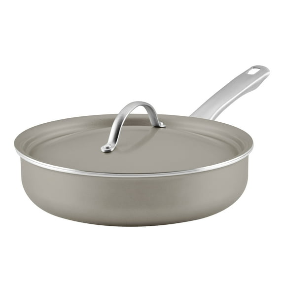 Farberware Vibrance 2.75 Quart Ceramic Nonstick Saute Pan with Lid, Dishwasher Safe and Oven Safe to 500F, Silver