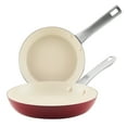 thumbnail image 1 of Farberware Vibrance 2 Pcs Ceramic Nonstick Frying Pan Set, Dishwasher Safe and Oven Safe to 500°F, 8 Inch and 10 Inch, Red, 1 of 1