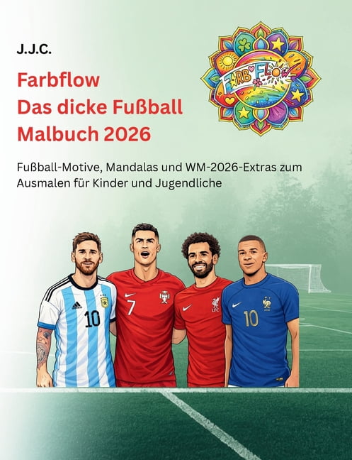 Farbflow - Das dicke FuÃball Malbuch 2026: Deine Lieblings FuÃballspieler, Spielplan der WM 2026, Mandalas & vieles mehr, (Paperback)