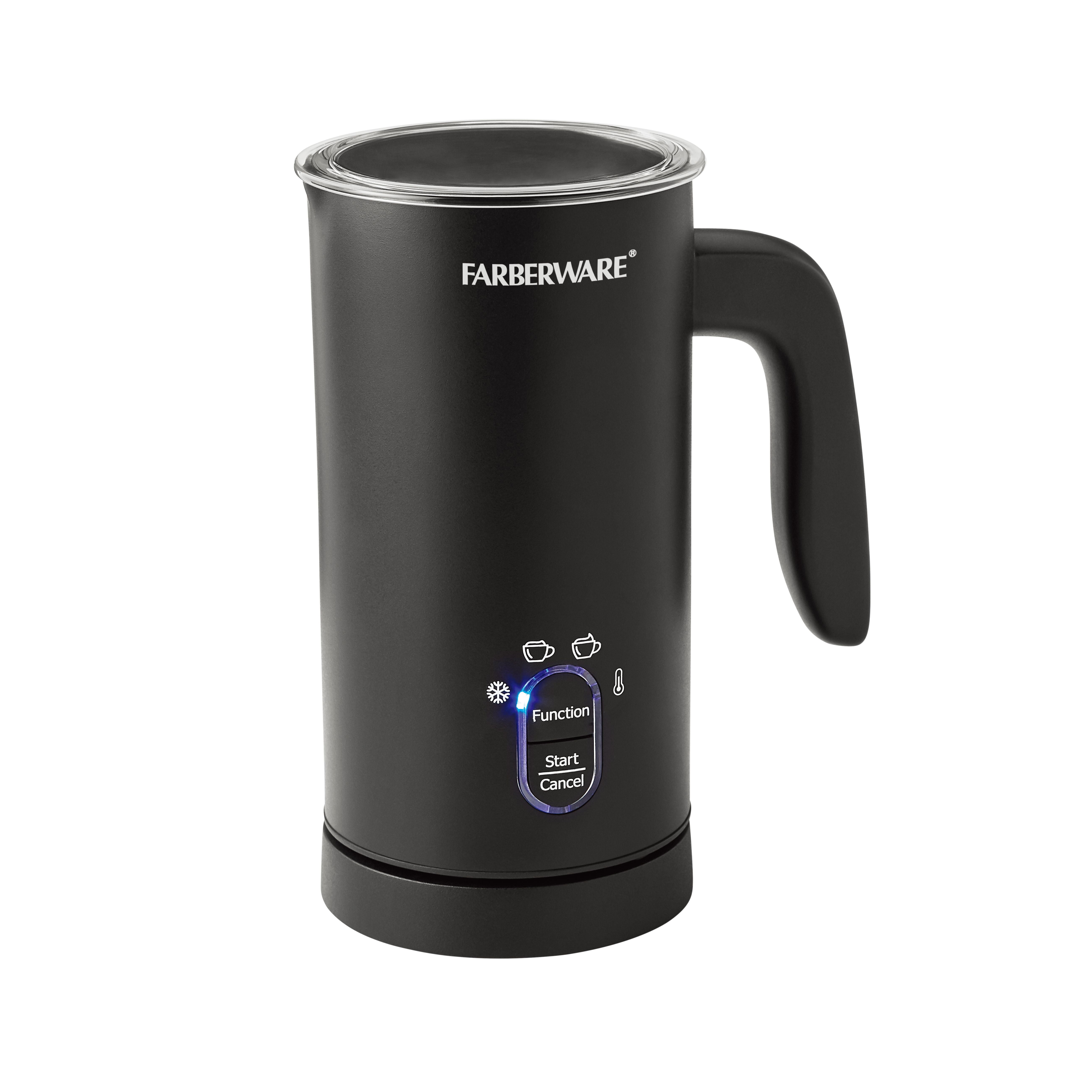 Farberware 4-in-1 Electric Milk Frother Automatic Hot Cold Foam Maker 10oz Black