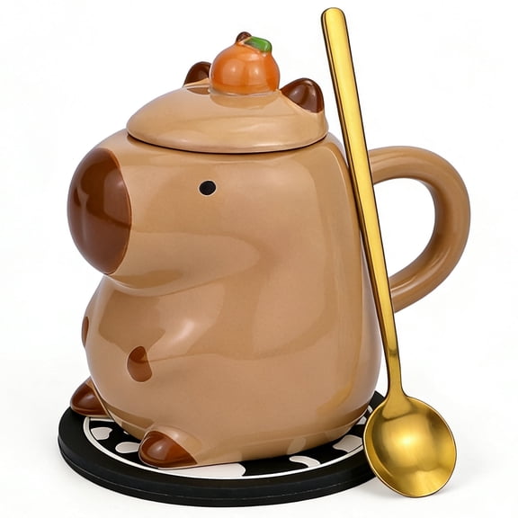 Farcauo 15 OZ Cute Capybara Mug Ceramic Tea Cup One Piece Funny Coffee Cup Cappuccino Mug Gifts for Women Men Girlfriend Friend