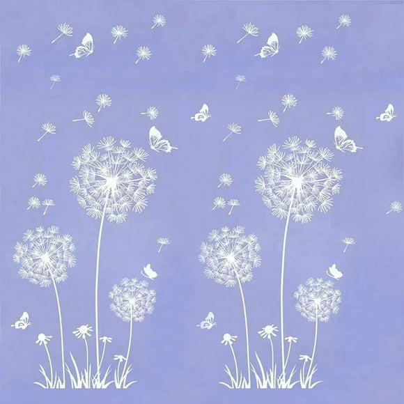 Farcauo 2 Set Dandelion Wall Decals Peel and Stick Dandelion Wall Stickers Large Floral Wall Stickers & Murals Vinyl Wall Art Flower Wall Decals for Living Room Bedroom Bathroom Door Restroom