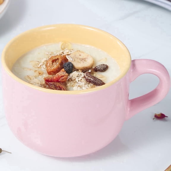 Farcauo 21oz Pink Soup Bowls Microwave Safe with HandlesLarge Soup Mug XXL Coffee Mugs Big Ceramic Tea Cups Cappuccino Cup Gift Birthday Gifts for Women and Men