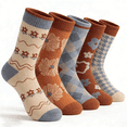 thumbnail image 1 of Farcauo 5 Pairs Socks for Women Vintage Thick Fall Socks Cute Flower Wool Socks for Women, 1 of 8