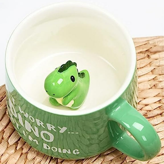 Farcauo Cute Dinosaur Coffee Mug with Dino Inside Dinosaurs Print Stuff Tea Mugs with Spoon 12 Oz Tea Ceramic Cups Funny Coffee Cup with Spoon Mugs Birthday Gift for Women Friends Dinosaurs Lover