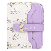 Farcauo Wallet Women Small Wallets for Women Cute Purple Womens Card Wallets Kawaii Flower Womens Wallet for Ladies