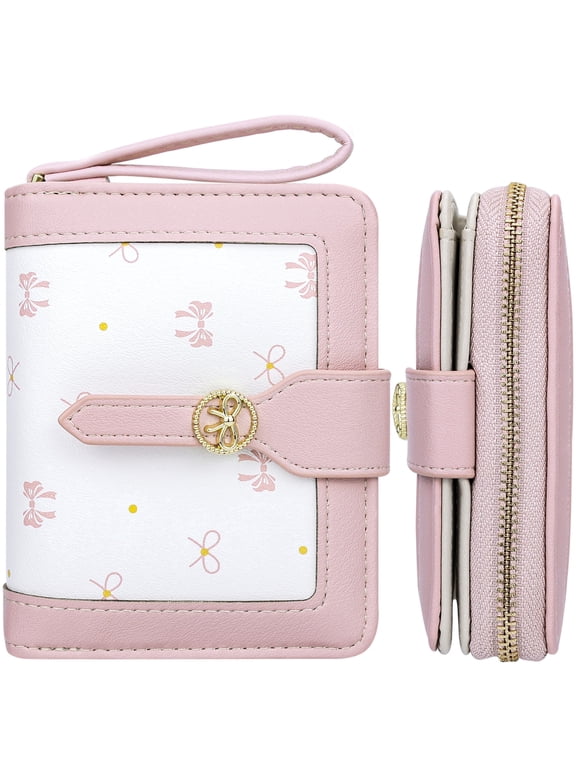 Wallet Women Small Wallets for Women Cute Pink Coquette Bow Women's Wallet Kawaii Card Wallets With Zipper Ladies Bow Stuff