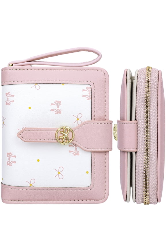 Wallet Women Small Wallets for Women Cute Pink Coquette Bow Women's Wallet Kawaii Card Wallets With Zipper Ladies Bow Stuff
