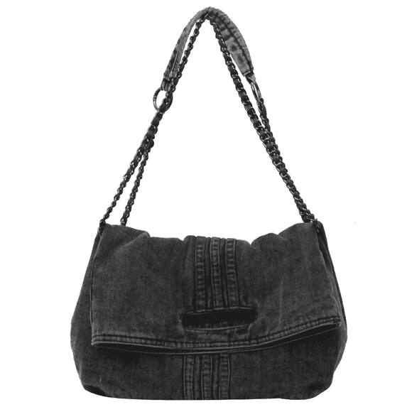 Farcauo Denim Purse for Women Jean Shoulder Bag Trendy Denim Crossbody Bags Black Tote Bag