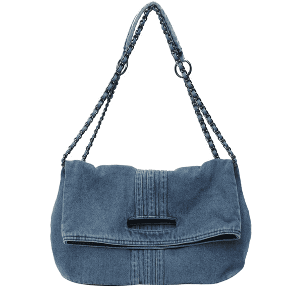 Farcauo Denim Purse for Women Jean Shoulder Bag Trendy Denim Crossbody Bags Light Blue Tote Bag