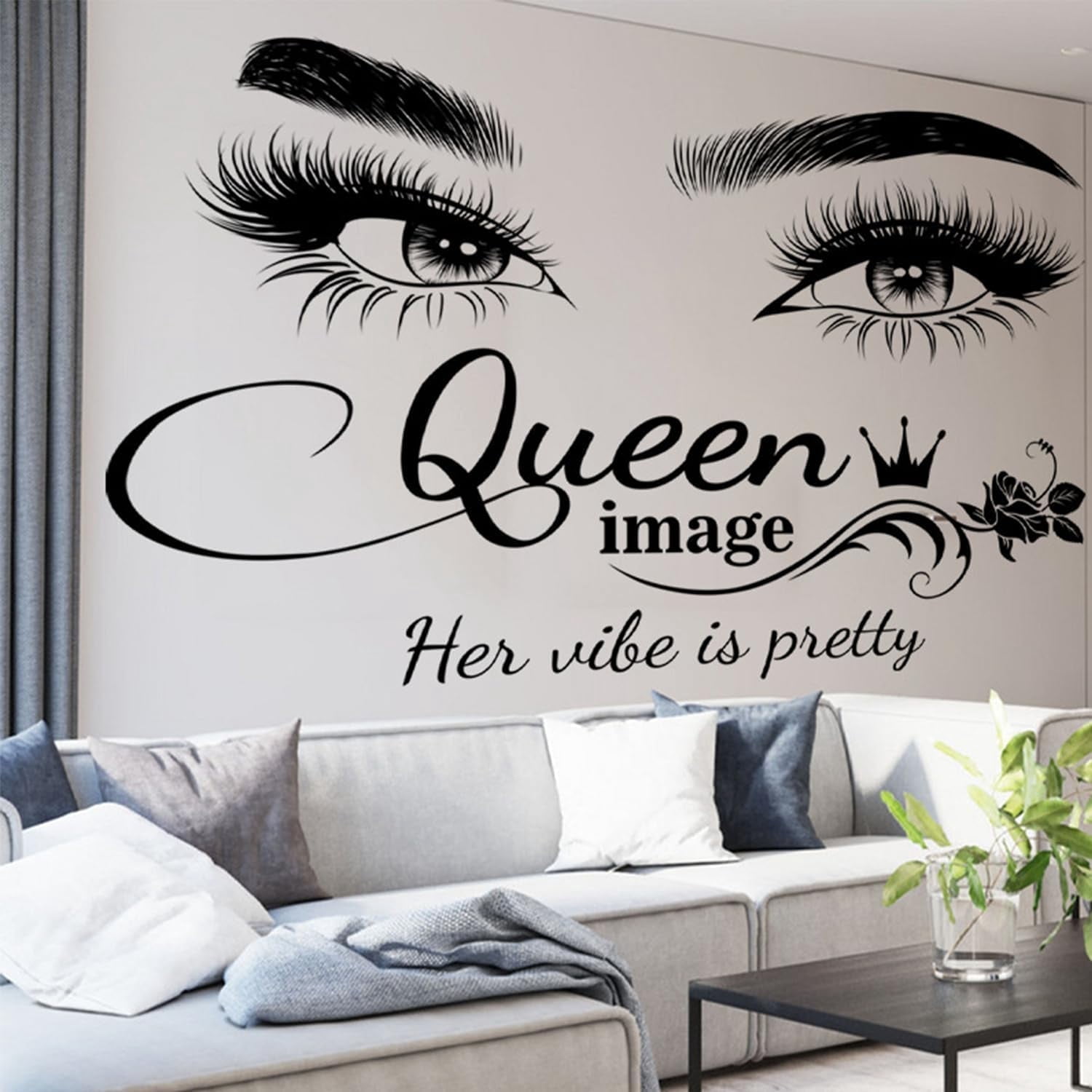 Farcauo Eyelash Wall Decals Stickers for Bedroom Queen Eye Quotes Wall ...