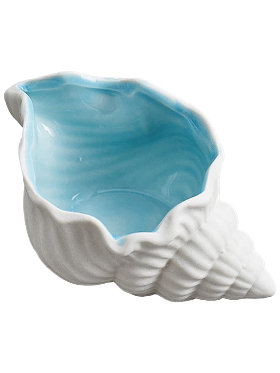 Large Conch Jewelry Dish Tray 7.7 L x 4.7 W x 3.5 H inches Ceramic Shell Ring Holder Seashell Bowl Decorative Tray Cute Jewelry Organize Key Storage Tray for Home Decor Porcelain Jewelry Deco