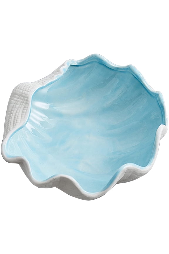 Large Shell Jewelry Dish Tray Ceramic Shell Ring Holder 6.7" x 7" x 2.4" inches Seashell Bowl Cute Jewelry Organize Key Storage Tray Decorative Trays for Home Decor Porcelain Jewelry Deco