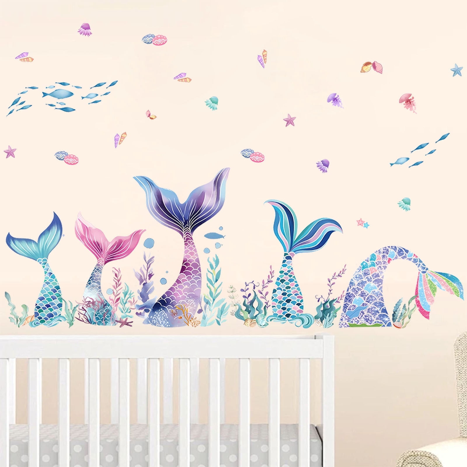 Farcauo Mermaid Tail Wall Stickers Wall Decals Peel and Stick Decor for ...