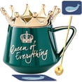thumbnail image 1 of Farcauo Queen of Everything Mug with Lid Crown Queen Elizabeth Mugs 12 oz Ceramic Cup Birthday Gifts for 20 30 40 50 60 70 80 90 Women Gift for Women Girls Mom Friend, 1 of 5