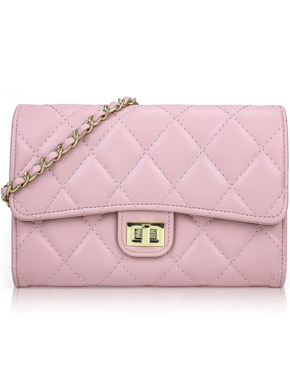 Quilted Crossbody Bag for Ladies Small Pink Purses Mini Trendy Clutch Satchel Ladies Shoulder Bag Womens Evening Purse