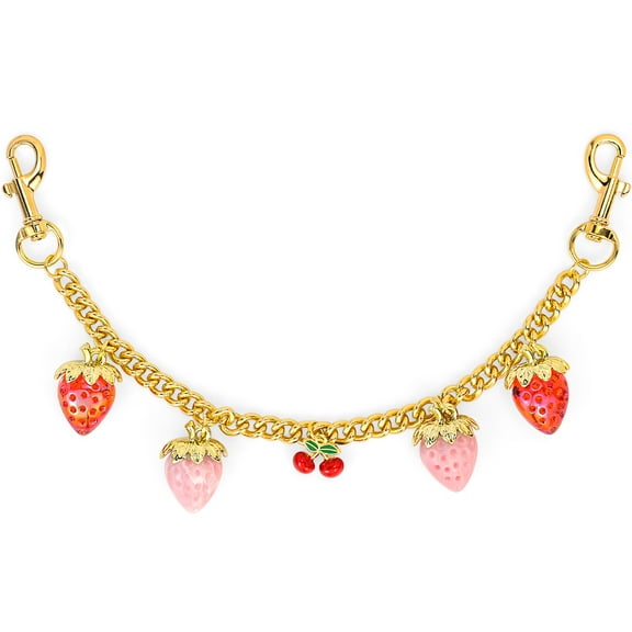 Farcauo Strawberry Keychain Fashion Bag Charms Purse Charm for Handbags Gold Pendant for Women Cute Decorative Bag Chain