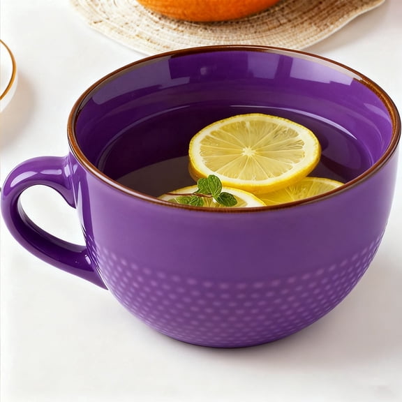 Farcauo Violet Large Coffee Cup 24 Ounce Oversized Soup Mug Porcelain 700 ML Tea Cup XXL Cereal Bowls Soup Ramen Salad Bowl Ceramic Mug with Handle