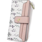 Farcauo Wallet Women Slim Wallets for Women with RFID Blocking Cute Thin Pink Women's Wallet Kawaii Flower Womens Ladies Card Holder Wallets
