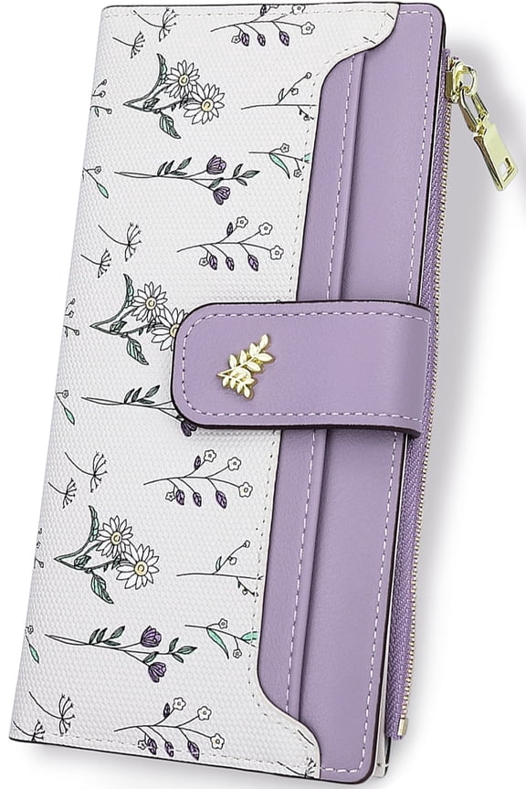 Wallet Women Small Wallets for Women Cute Purple Women's Card Wallets Kawaii Flower Thin Womens Wallet for Ladies
