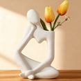 thumbnail image 1 of Farcauo White Flower Vase Ceramic Thinker Vase for Home Decor Modern Cute Boho Vases Room Decor Unique Aesthetic Vase Ceramic Decorative Vases for Centerpieces Bathroom Birthday Gifts for Women, 1 of 11