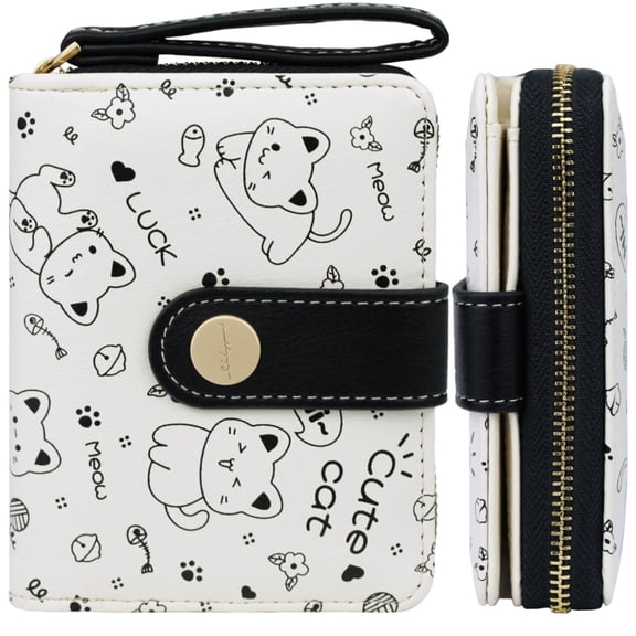 Farcauo Womens Wallet Cute Small Wallets for Women Black Women's Wallet Cat Card Wallets for Women Ladies Kawaii Cat Stuff