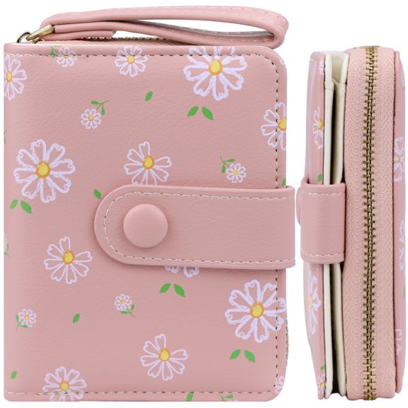 Farcauo Womens Wallet Cute Small Wallets for Women Pink Women's Wallet Kawaii Flower Card Wallets for Women Ladies