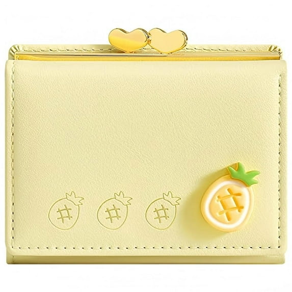 Farcauo Womens Wallet Cute Small Wallets for Women Yellow Women's Wallet Pineapple Card Wallets for Women Ladies Kawaii Pineapple Stuff