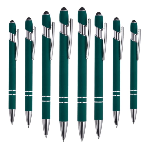 FareCo Retractable Stylus Pens, 8-Pack, Dark Green, 1.0mm Ink, Smooth and Versatile