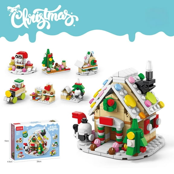 FareFlable Fun Christmas House Figurine Building Blocks Set, Fun Christmas Tree Hands-on Educational Building Toys, Perfect Christmas Decorations Toy Gifts for All Ages