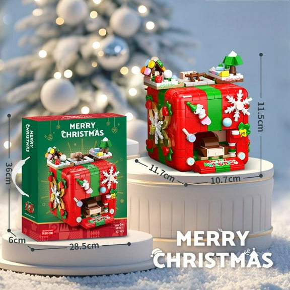 FareFlable Fun Christmas Mechanic Box Building Blocks Set, with Santa Claus & Christmas Tree Figurine Building Toys Ornaments, Perfect Christmas Decorations Toy Gifts for All Ages