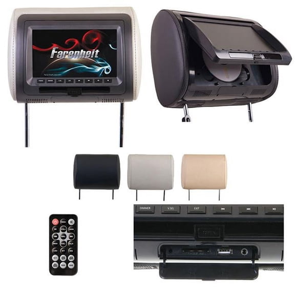Universal Replacement Headrest Preloaded w/ DVD Player & 7" LCD
