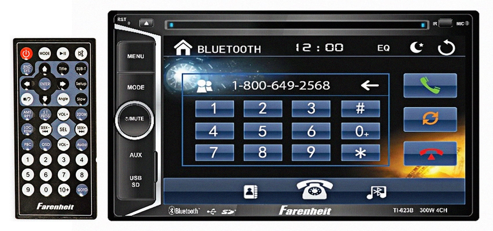 Farenheit TI-623B 2-DIN Multi Media Source Unit (With 6.2