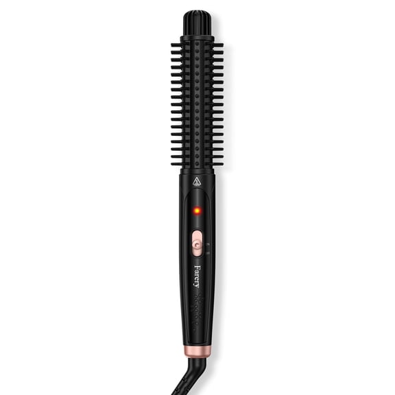 Farery 1" Curling Iron Brush, Heated Round Brush for Compact Bouncy Curls, Black