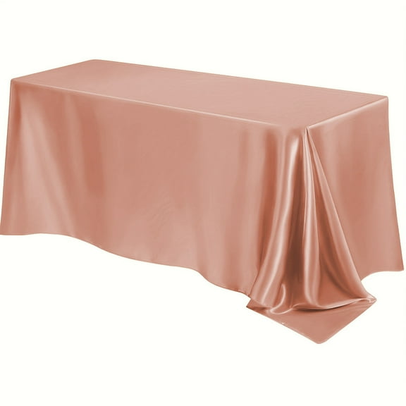 Fareti 1 Pack Satin Tablecloth 60*84 Inch Overlay Satin Table Cover Rectangle Bright Silk Tablecloth Smooth Fabric Table Decoration for Wedding Banquet Party Events