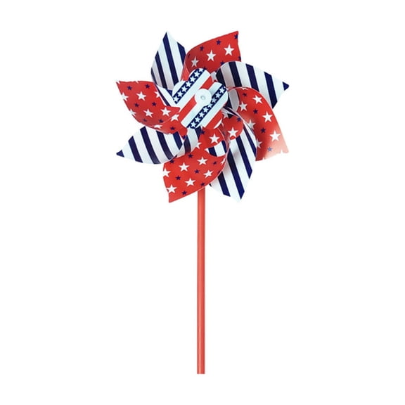 Fareti 10 Pcs 13.77 Inches American Flag Patriotic Pinwheels Windmill Wind Spinner for Yard Garden Lawn Fourth of July Independence Day Party Decorations