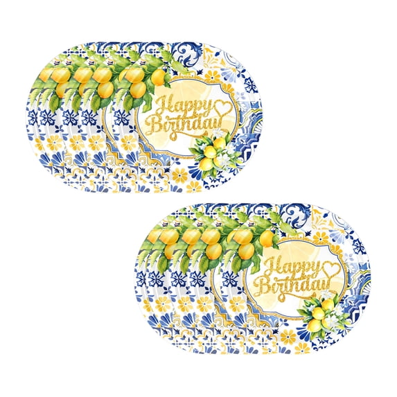 Fareti 10 Pcs Lemon Plates Party Supplies, Yellow Lemon Party Decorations Disposable Party Plates for Birthday Wedding Serves