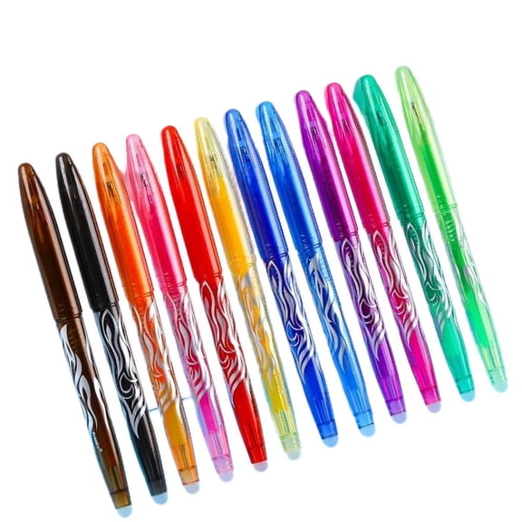 Fareti 12 Colors Erasable Pen Set 0.5mm Fine Tip Heat Sensitive Friction Erasable Ink Pen Colourful Boxed Water Pen for Journaling Drawing Writing 20ml