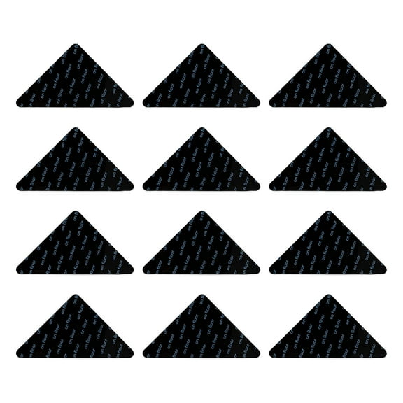 Fareti 12 Pcs Rug Tape, Non Slip Rug Pads Grippers for Hardwood Floors and Tiles, Double-Sided Adhesive Rug Stickers Keep Corners Flat Black