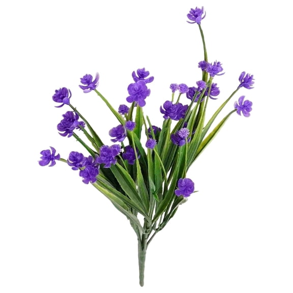 Fareti 13 Inch 7 Fork Artificial Spring Grass Camellia Bunch Faux Tea Flower Pick for Vase Arrangement Home Office Wedding Landscaping Decor 2 Pcs