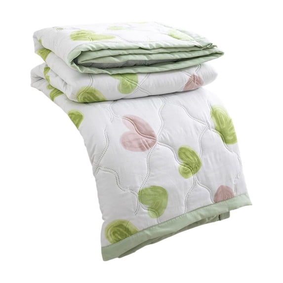 Fareti 150x200cm Washed Cotton Printed Summer Quilt, Soft Breathable Air Conditioner Blanket with Botanical Pattern, Reversible Machine Washable for Bed or Couch